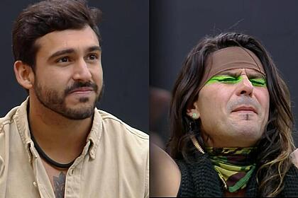 Montagem com hadad e rambo comemorando vitória em a grande conquista na sala da mansão