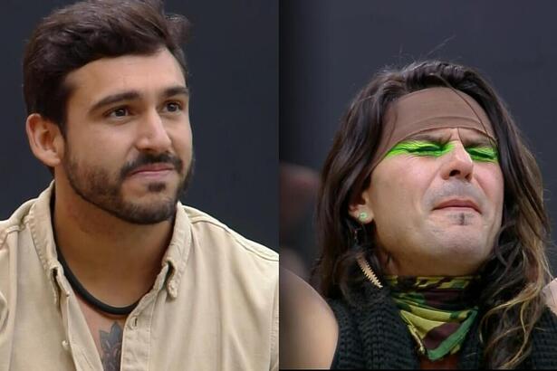 Montagem com Hadad e Rambo comemorando vitória em A Grande Conquista na sala da Mansão