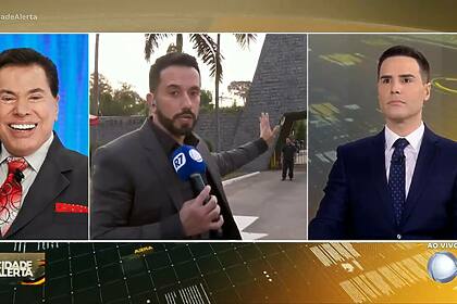 Repórter Dionísio Freitas, no Cidade Alerta com Luiz Bacci, na porta do cemitério