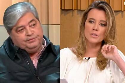 Datena e Natuza em uma montagem, com trechos da sabatina na GloboNews