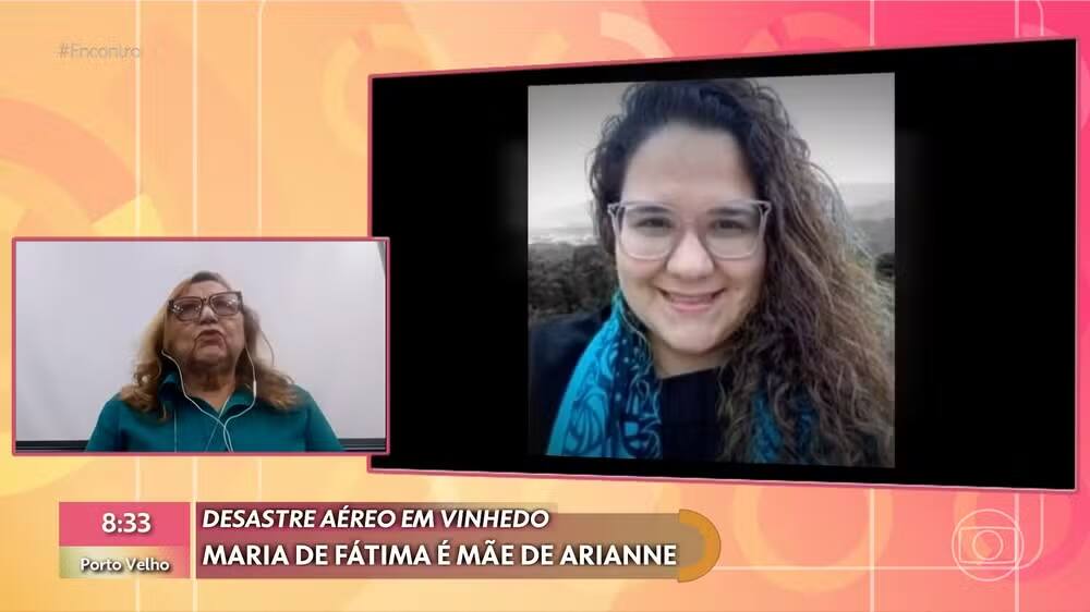 Maria de Fátima falando da filha Arianne Risso no Encontro