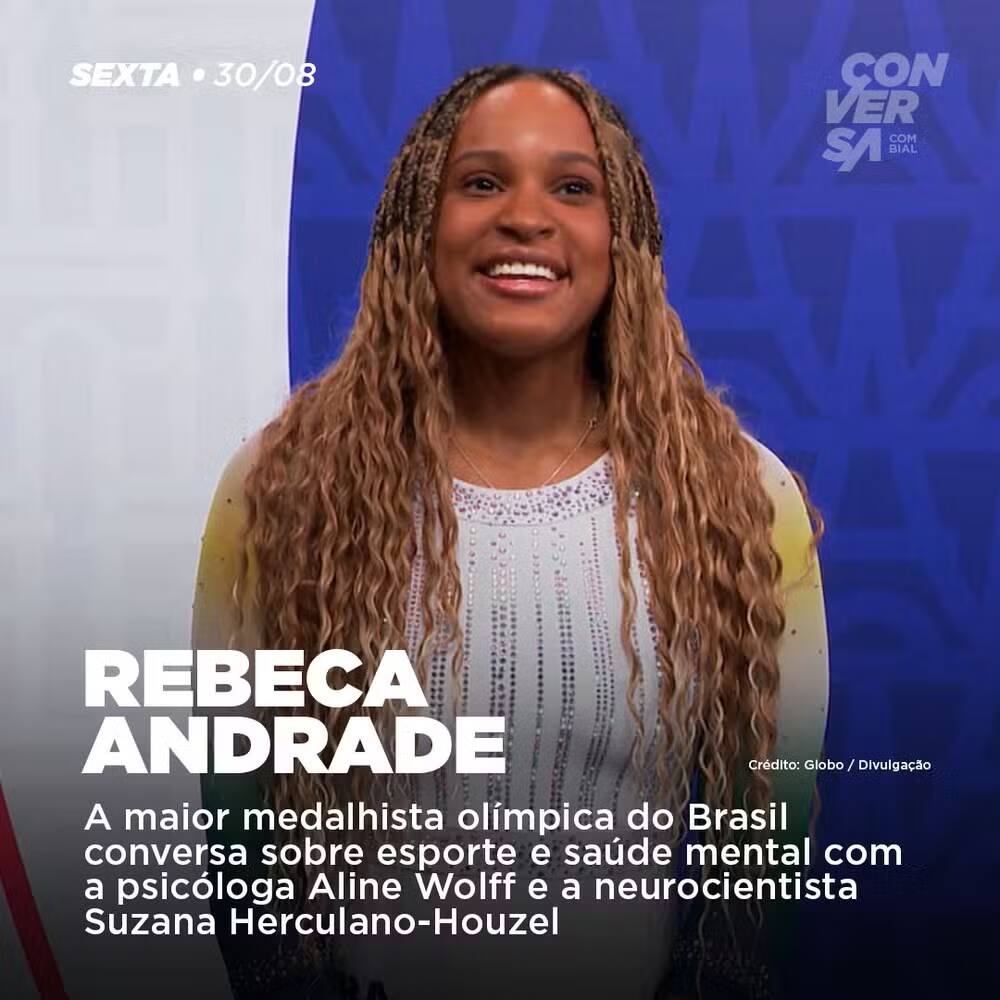 Rebeca Andrade na arte da entrevista ao Conversa com Bial