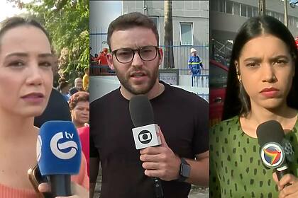 Repórteres da TV Guararapes/RECORD, TV Globo e TV Jornal/SBT em frente ao santuário em Recife