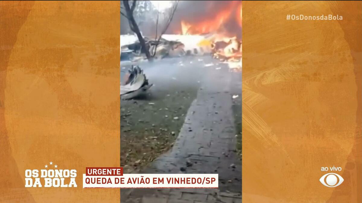 Os Donos da Bola mostra imagens do avião pegando fogo
