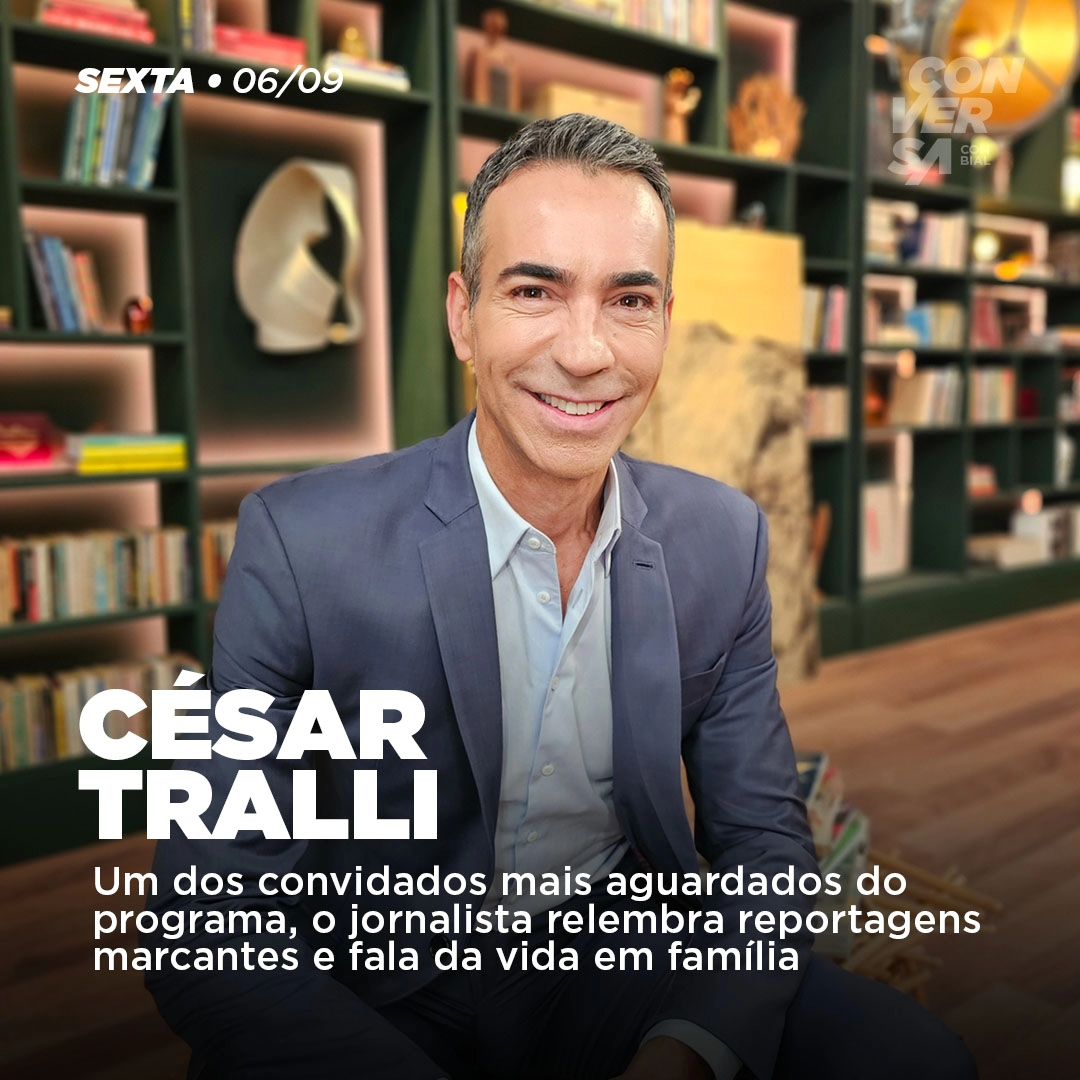 Cesar Tralli na arte da entrevista ao Conversa com Bial