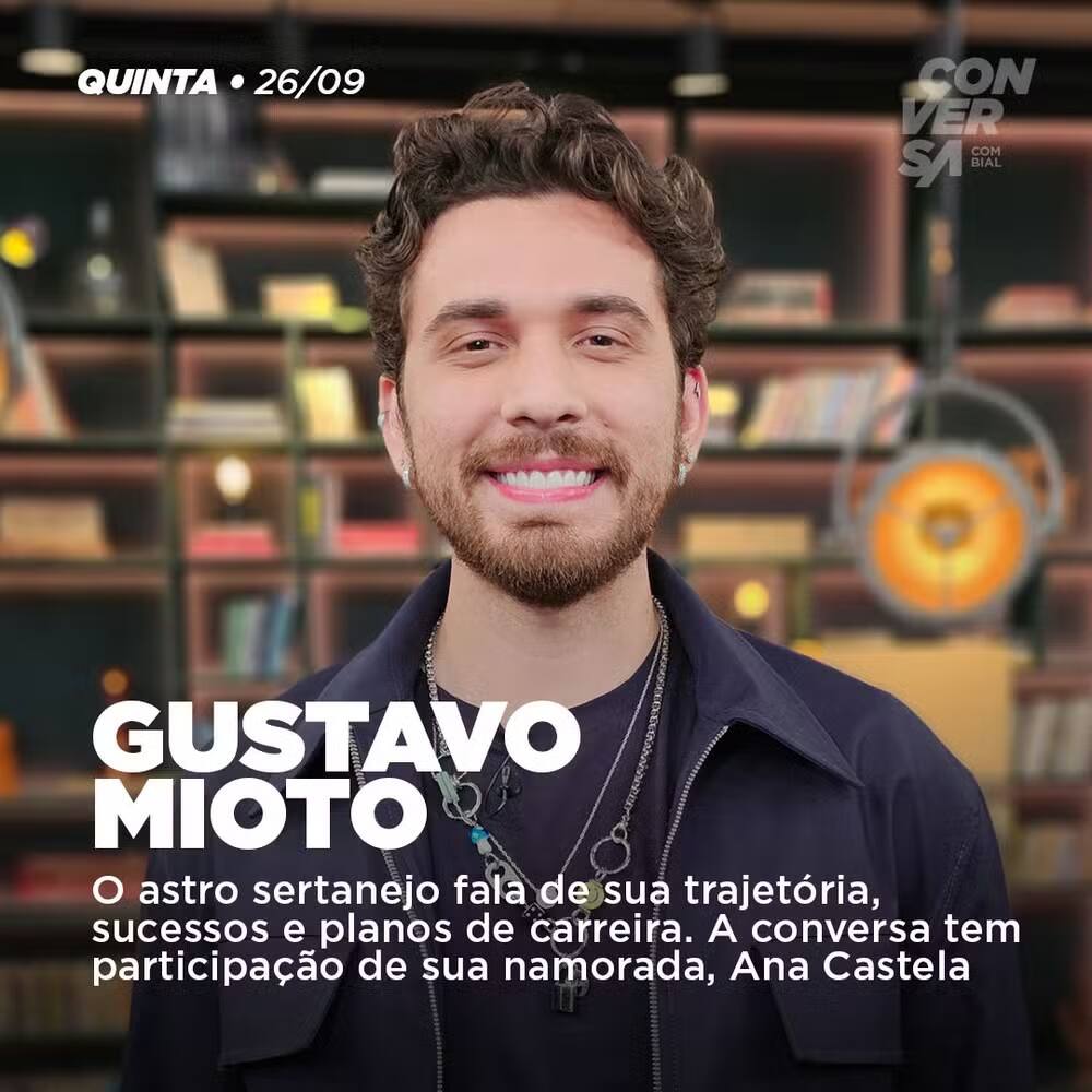Gustavo Mioto na arte da entrevista do Conversa com Bial 