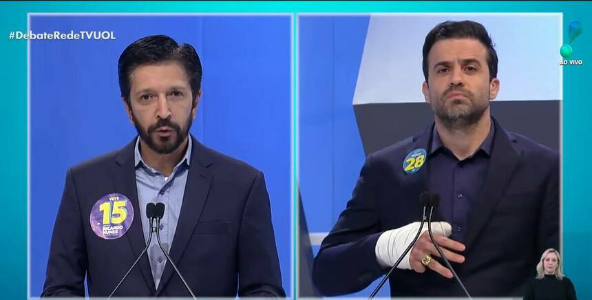 Nunes e Marçal em trecho do debate na RedeTV!