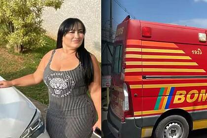 Mãe de Deolane ao lado de um carro de luxo e uma ambulância do Corpo de Bombeiros