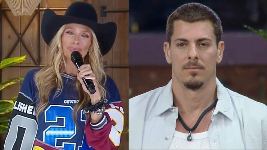 Galisteu e Sacha em uma montagem na A Fazenda