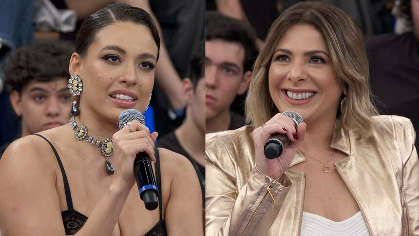 Beatriz Reis e Daniela Lima, em uma montagem, com trechos do Altas Horas