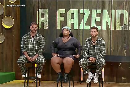 Sidney Sampaio, Flora, e Gui Vieira no banquinho da 11ª Roça de A Fazenda 16