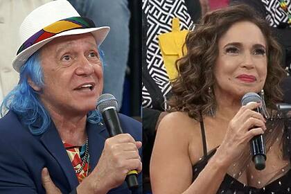 Daniela Mercury e Armandinho em uma montagem no cenário do Altas Horas