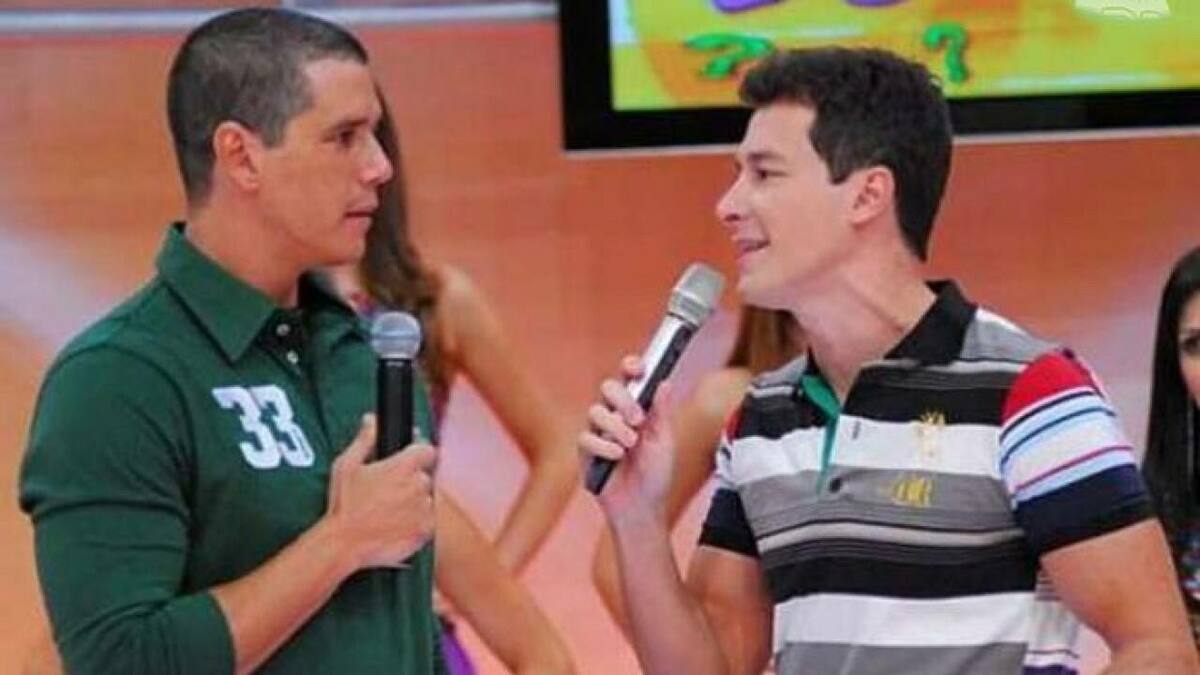 Marcio Garcia e Rodrigo Faro no cenário de O Melhor do Brasil