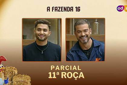 Gui Vieira e Sidney em uma montagem na arte parcial da enquete na A Fazenda 16