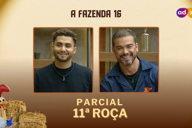 Gui Vieira e Sidney em uma montagem na arte parcial da enquete na A Fazenda 16