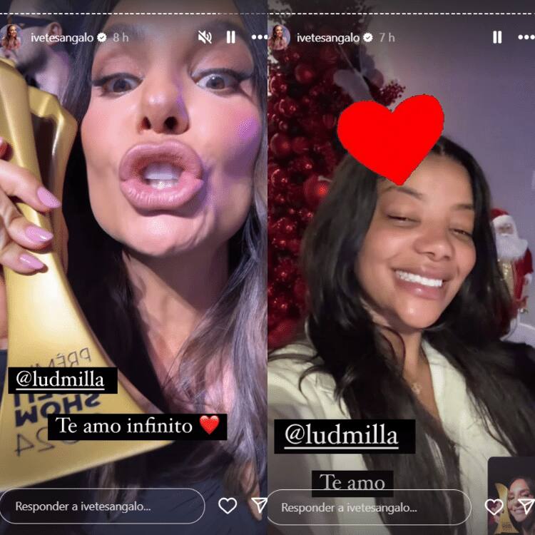 Print da chamada de vídeo de Ivete Sangalo e Ludmilla, publicado nos stories do Instagram