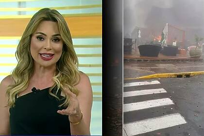 Rachel Sheherazade divide tela com avião que caiu em Gramado