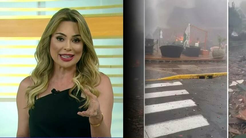 Rachel Sheherazade divide tela com avião que caiu em Gramado