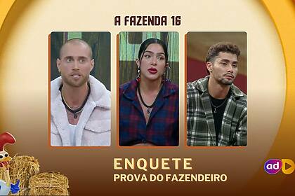 Yuri, Luana e Gui Vieira na arte da enquete de A Fazenda 16 da 12ª Roça