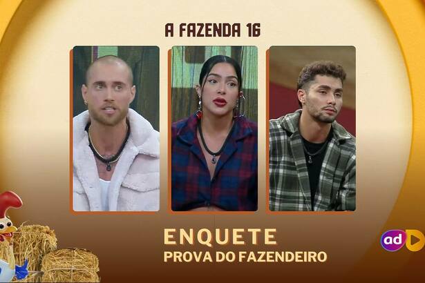 Yuri, Luana e Gui Vieira na arte da enquete de A Fazenda 16 da 12ª Roça