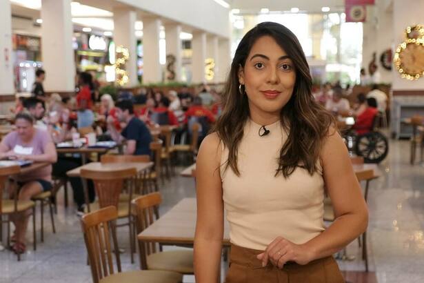 Rafaela Lourenço em trecho de reportagem do Arquivo A na TV Aparecida