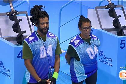 Diogo e Vilma em trecho da Prova do Líder do BBB 25