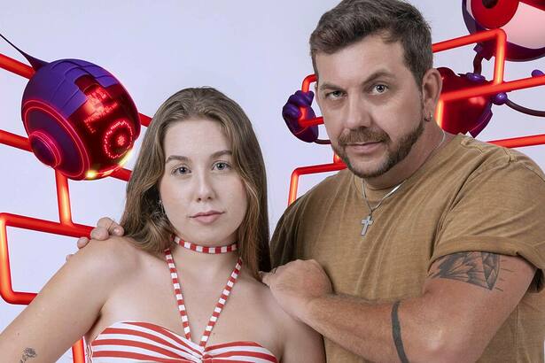 Edilberto e Raissa na arte do Paredão do BBB 25