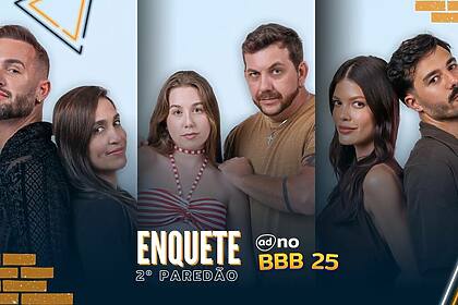 Diego e Daniele, Raíssa e Edilberto, e Vitória e Mateus na arte da enquete do 2º Paredão do BBB 25