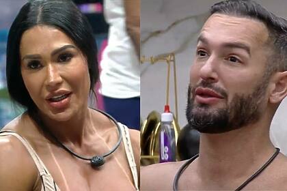 Gracyanne Barbosa e Diego Hypolito em uma montagem no BBB 25