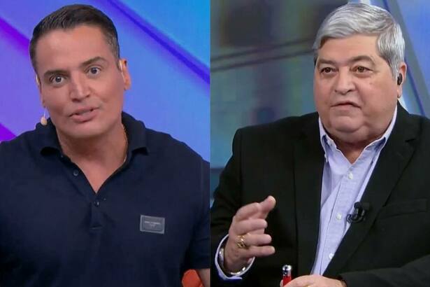 Leo Dias e Datena em uma montagem no Fofocalizando