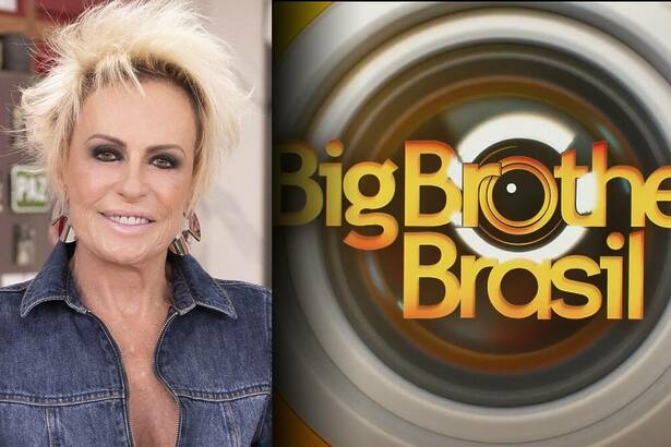 Ana Maria Braga ao lado do logo do Big Brother Brasil 2025