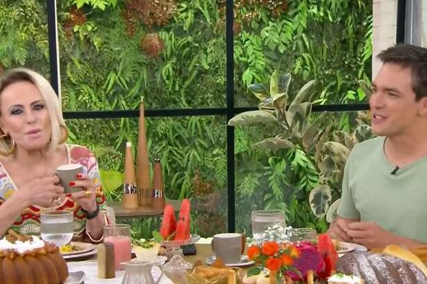 Ana Maria Braga e Alessandro Jodar na mesa de café da manhã do Mais Você