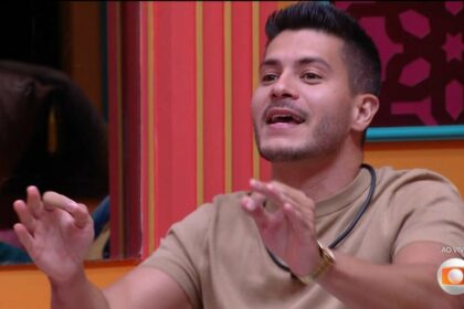 Arthur Aguiar em trecho da dinâmica do Sincerão no BBB 25