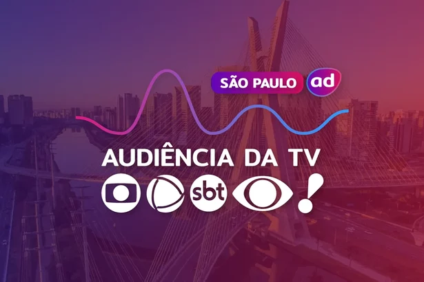 Logo das emissoras TV Globo, RECORD, SBT, Band e RedeTV! enfileirados na arte dos dados consolidados de audiência da TV de São Paulo