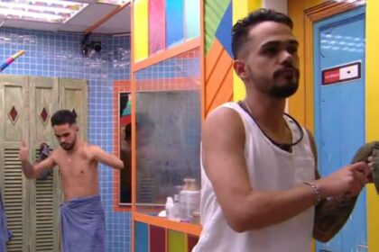 João Pedro e João Gabriel no banheiro do BBB 25