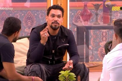 Vinicius em conversa na área externa do BBB 25