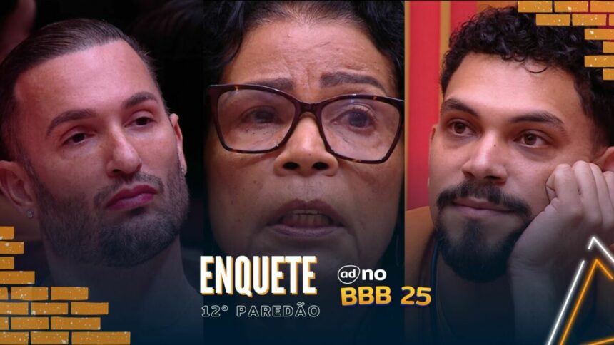 Diego Hypolito, Dona Vilma e Vinicius na arte da enquete do 12º Paredão do BBB 25
