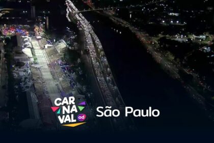 Vista aérea do sambódromo do Anhembi no segundo dia desfiles das Escolas de Samba de são Paulo
