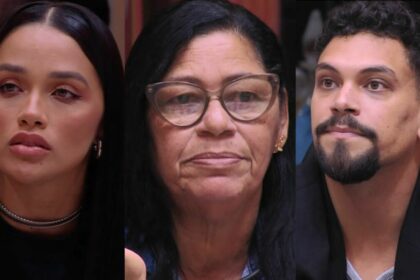 Eva, Joselma e Vinicius em uma montagem no BBB 25
