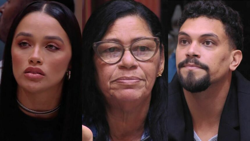 Eva, Joselma e Vinicius em uma montagem no BBB 25
