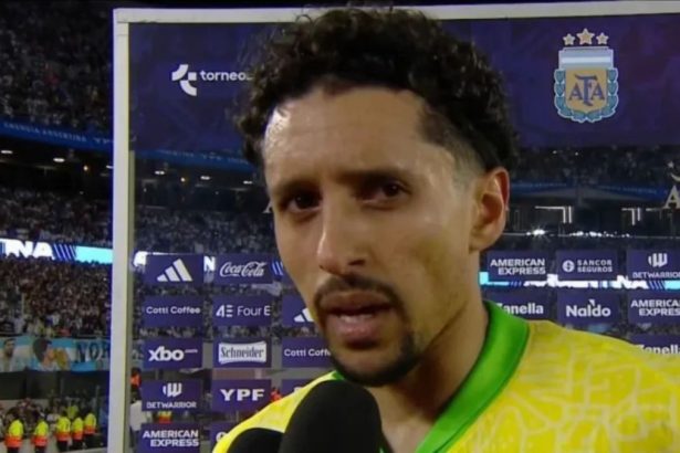 Marquinhos em trecho de entrevista após derrota da Seleção Brasileira