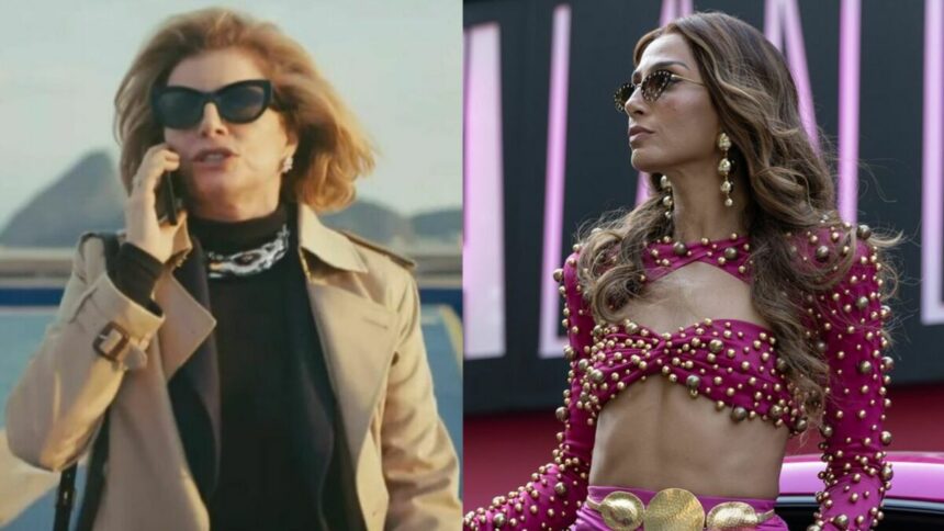 Debora Bloch, como Odete Roitman em Vale Tudo, e Camila Pitanga, como Lola em Beleza Fatal, em uma montagem