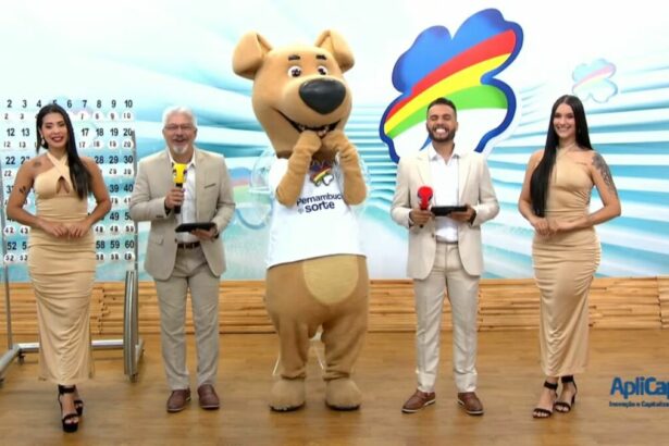 Mascote do Pernambuco dá Sorte entre os apresentadores na abertura do sorteio deste domingo, 23/03/2025