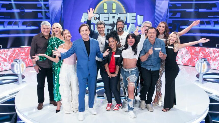 Tom Cavalcante, Cleber Machado e outros famosos no cenário do Acerte ou Caia