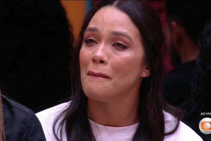 Eva com lágrimas escorrendo no rosto ao ser eliminada no bbb 25