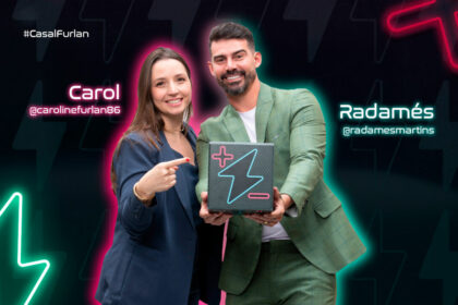 Carol e Radamés Furlan na arte de divulgação do Power Couple Brasil