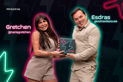 Gretchen e Esdras na arte de divulgação do Power Couple Brasil
