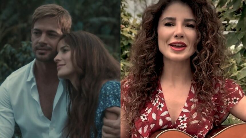 Atores William Levy e Laura Londoño e Paula Fernandes na chamada de Café com Aroma de Mulher