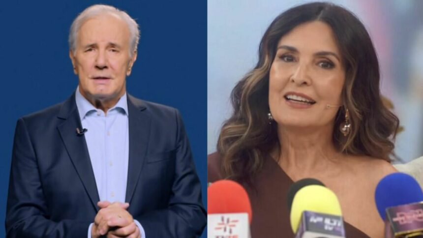 Celso Freitas e Fátima Bernardes em uma montagem no Encontro
