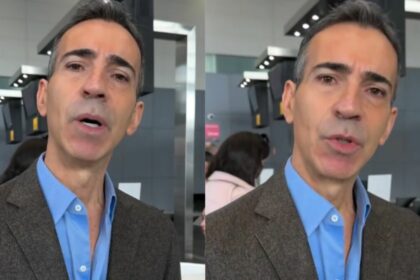 Cesar tralli no aeroporto embarcando para roma